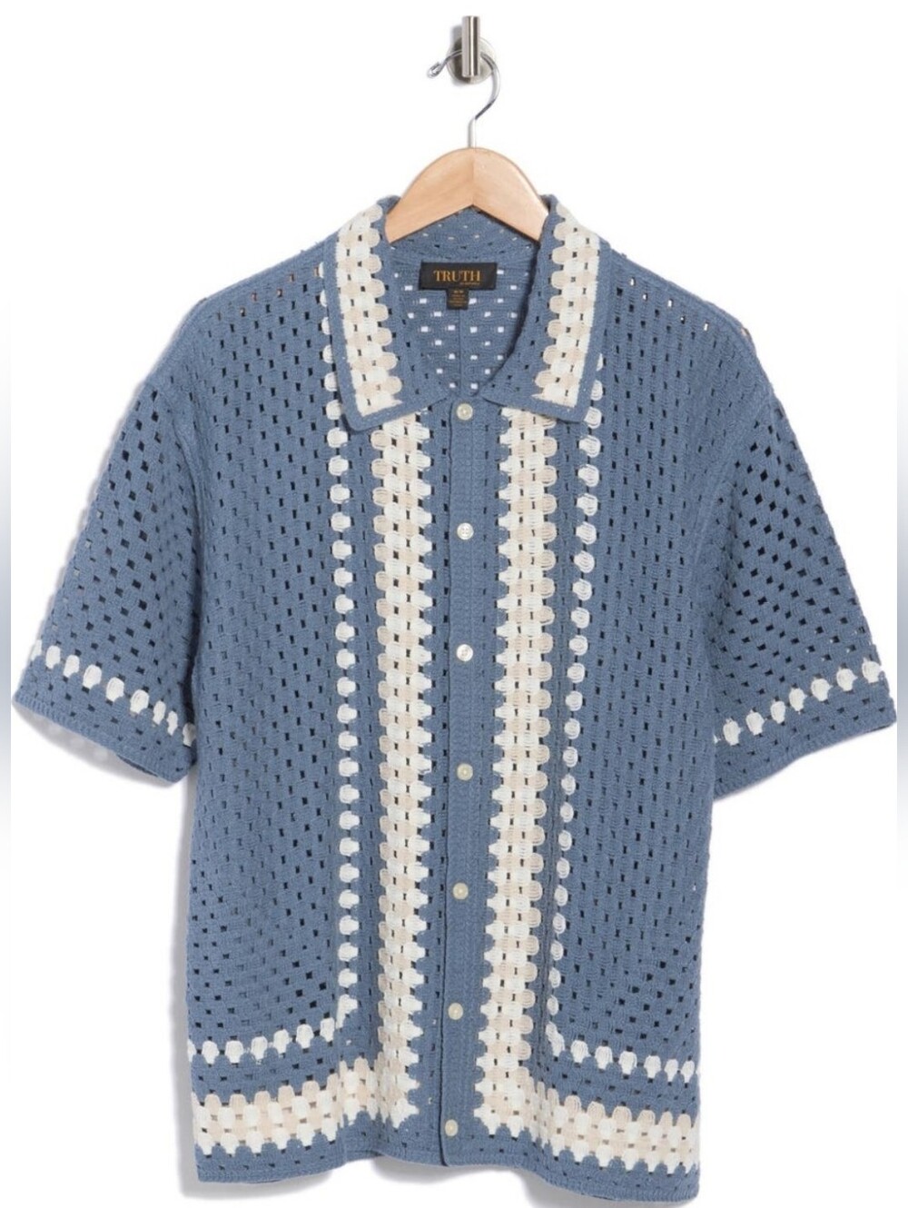 Men's Crochet Button Down Shirt